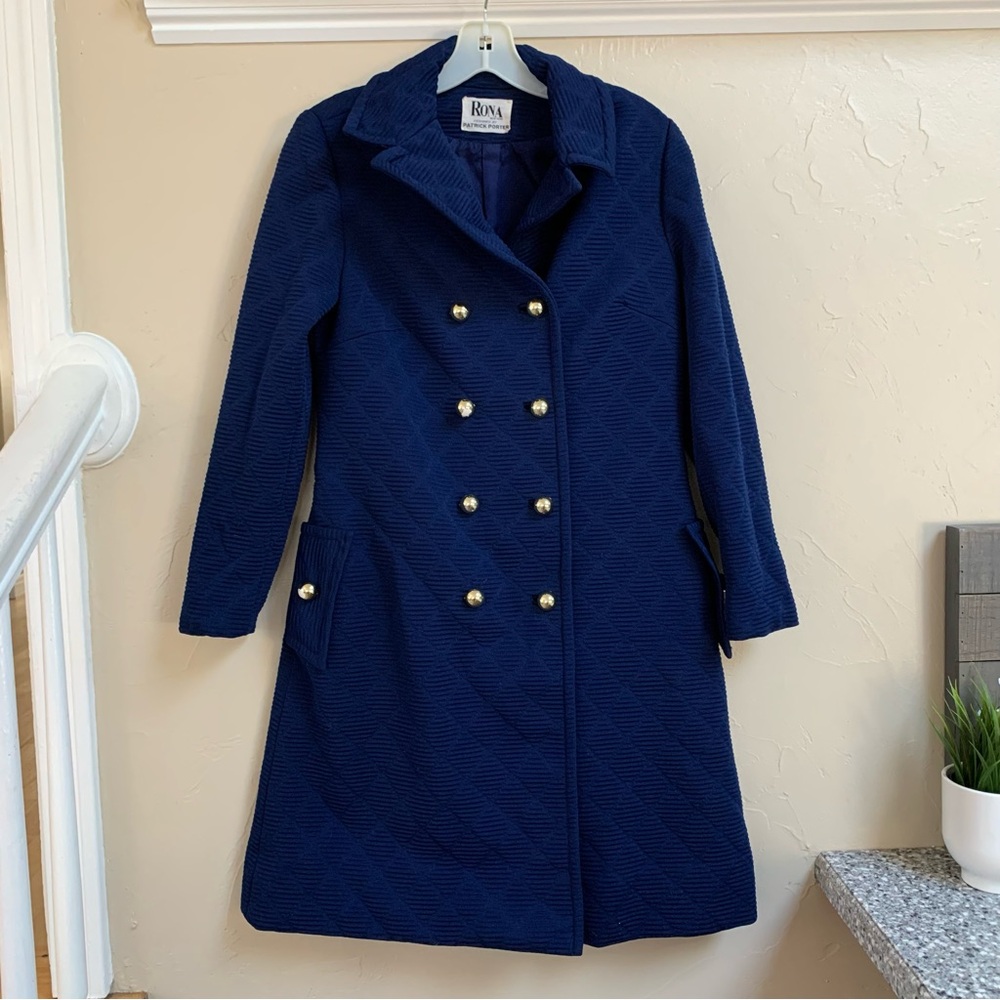Vtg Princess peacoat size 12 navy blue 80s 90s Old Money feminine